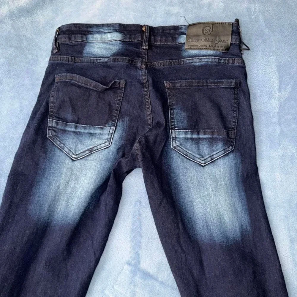 Chop shop Black & orange distressed skinny jeans with paint splatter details